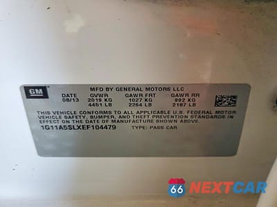 Zdjęcie 12 z 12 samochodu: 2014 CHEVROLET MALIBU LS VIN:1G11A5SLXEF104479 - miniatura