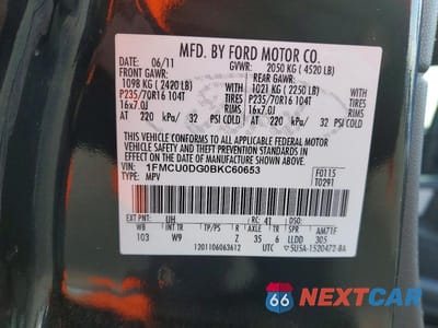 Zdjęcie 13 z 13 samochodu: 2011 FORD ESCAPE XLT VIN:1FMCU0DG0BKC60653 - miniatura