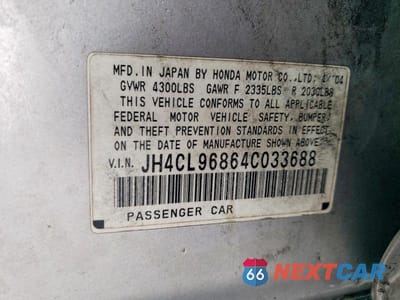 Zdjęcie 12 z 12 samochodu: 2004 ACURA TSX VIN:JH4CL96864C033688 - miniatura