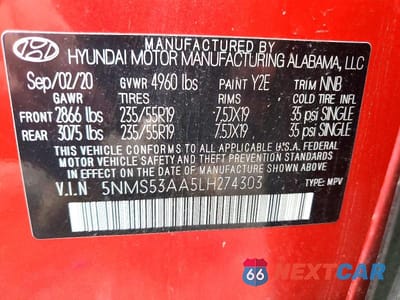 Zdjęcie 13 z 13 samochodu: 2020 HYUNDAI SANTA FE LIMITED 2.0T VIN:5NMS53AA5LH274303 - miniatura