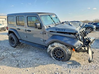 Czwarte zdjęcie samochodu z boku: 2021 JEEP WRANGLER UNLIMITED SPORT VIN:1C4HJXDN2MW820761 - miniatura