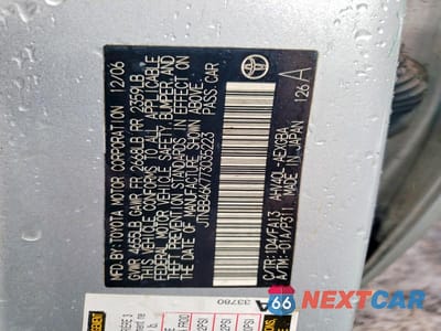 Zdjęcie 13 z 13 samochodu: 2007 TOYOTA CAMRY HYBRID BASE VIN:JTNBB46K773035223 - miniatura