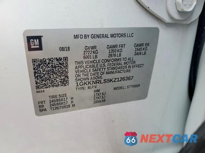 Zdjęcie 13 z 13 samochodu: 2019 GMC ACADIA SLE VIN:1GKKNRLS5KZ126367 - miniatura