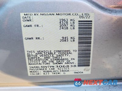 Zdjęcie 12 z 12 samochodu: 2023 NISSAN ALTIMA 2.5 SV VIN:1N4BL4DV7PN306838 - miniatura