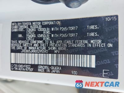 Zdjęcie 14 z 15 samochodu: 2016 TOYOTA 4RUNNER SR5 VIN:JTEBU5JRXG5295592 - miniatura