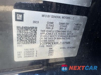 Zdjęcie 10 z 13 samochodu: 2020 GMC SIERRA K1500 ELEVATION VIN:1GTP9CEK0LZ137505 - miniatura