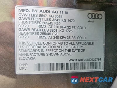 Zdjęcie 13 z 14 samochodu: 2019 AUDI Q7 PREMIUM PLUS VIN:WA1LAAF79KD022766 - miniatura