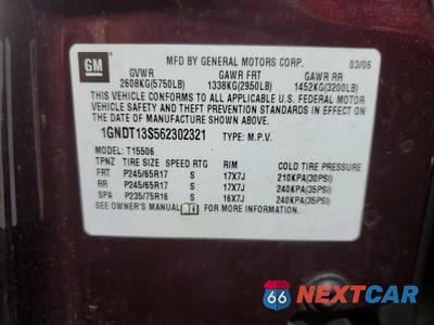 Zdjęcie 13 z 13 samochodu: 2006 CHEVROLET TRAILBLAZER LS VIN:1GNDT13S562302321 - miniatura