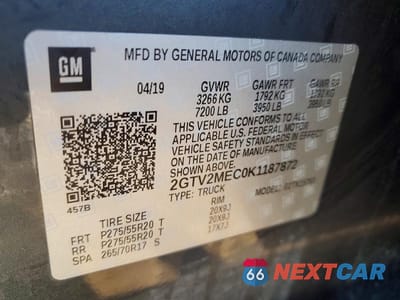 Zdjęcie 12 z 12 samochodu: 2019 GMC SIERRA LIMITED K1500 SLE VIN:2GTV2MEC0K1187872 - miniatura