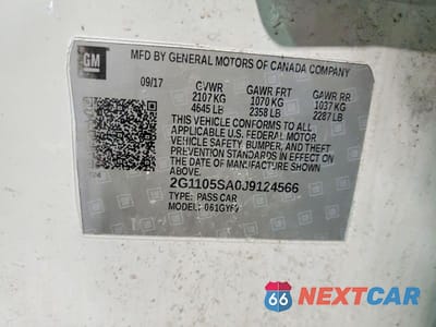 Zdjęcie 12 z 12 samochodu: 2018 CHEVROLET IMPALA LT VIN:2G1105SA0J9124566 - miniatura