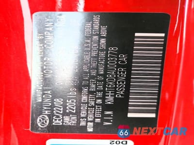 Zdjęcie 12 z 12 samochodu: 2010 HYUNDAI GENESIS COUPE 2.0T VIN:KMHHT6KD8AU003778 - miniatura