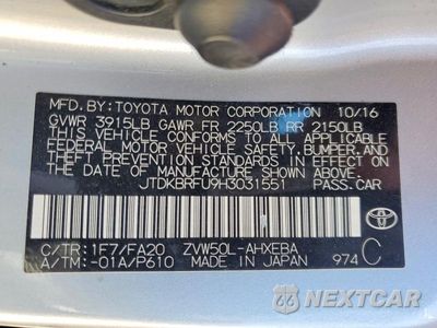 Zdjęcie 12 z 12 samochodu: 2017 TOYOTA PRIUS TWO VIN:JTDKBRFU9H3031551 - miniatura