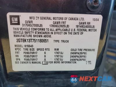Zdjęcie 12 z 12 samochodu: 2005 GMC NEW SIERRA K1500 VIN:2GTEK13T751180651 - miniatura