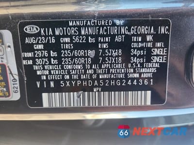 Zdjęcie 12 z 12 samochodu: 2017 KIA SORENTO EX V6 VIN:5XYPHDA52HG244361 - miniatura
