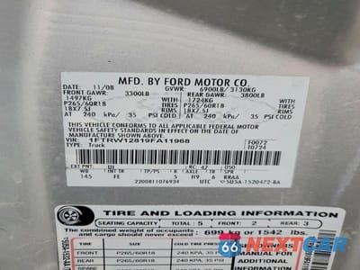 Zdjęcie 12 z 12 samochodu: 2009 FORD F150 SUPERCREW VIN:1FTRW12819FA11968 - miniatura