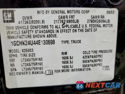 Zdjęcie 12 z 12 samochodu: 2004 CHEVROLET SILVERADO K2500 HEAVY DUTY VIN:1GCHK24U44E130698 - miniatura