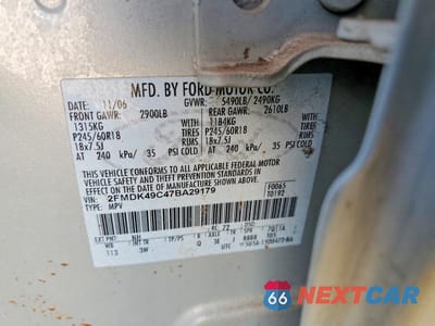 Zdjęcie 13 z 13 samochodu: 2007 FORD EDGE SEL PLUS VIN:2FMDK49C47BA29179 - miniatura