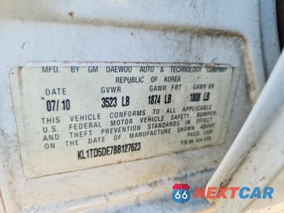 Zdjęcie 12 z 12 samochodu: 2011 CHEVROLET AVEO LS VIN:KL1TD5DE7BB127623 - miniatura