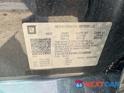 Zdjęcie 10 z 13 samochodu: 2019 CHEVROLET SILVERADO K1500 RST VIN:1GCRYEED4KZ316959 - miniatura