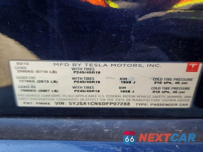 Zdjęcie 12 z 12 samochodu: 2013 TESLA MODEL S VIN:5YJSA1CN6DFP07288 - miniatura