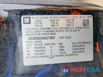 Zdjęcie 12 z 12 samochodu: 2010 CHEVROLET SILVERADO K1500 LT VIN:3GCRKSE38AG270087 - miniatura