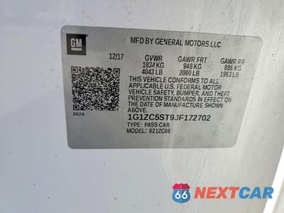 Zdjęcie 12 z 12 samochodu: 2018 CHEVROLET MALIBU LS VIN:1G1ZC5ST9JF172702 - miniatura