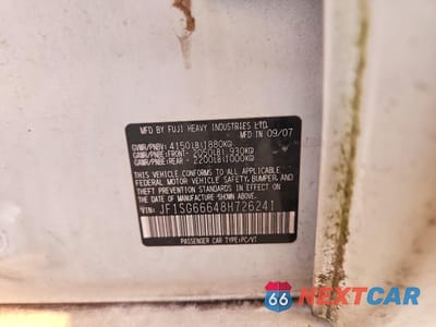 Zdjęcie 12 z 13 samochodu: 2008 SUBARU FORESTER SPORTS 2.5X VIN:JF1SG66648H726241 - miniatura