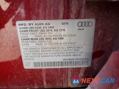Zdjęcie 13 z 13 samochodu: 2019 AUDI Q5 PREMIUM PLUS VIN:WA1BNAFY0K2080625 - miniatura
