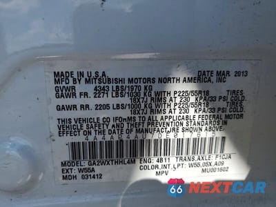 Zdjęcie 13 z 13 samochodu: 2013 MITSUBISHI OUTLANDER SPORT SE VIN:4A4AP4AU7DE017615 - miniatura