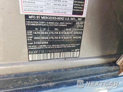 Zdjęcie 14 z 14 samochodu: 2007 MERCEDES-BENZ GL 450 4MATIC VIN:4JGBF71E17A252043 - miniatura