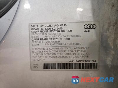Zdjęcie 13 z 13 samochodu: 2015 AUDI Q5 PREMIUM PLUS VIN:WA1LFAFP9FA088744 - miniatura