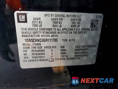 Zdjęcie 13 z 13 samochodu: 2016 CHEVROLET SUBURBAN C1500 LT VIN:1GNSCHKC9GR111780 - miniatura