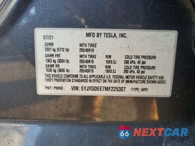 Zdjęcie 14 z 14 samochodu: 2021 TESLA MODEL Y VIN:5YJYGDEE7MF225307 - miniatura