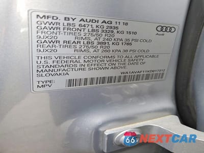 Zdjęcie 12 z 12 samochodu: 2019 AUDI Q8 PREMIUM VIN:WA1AVAF11KD017312 - miniatura
