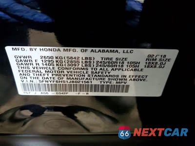Zdjęcie 14 z 14 samochodu: 2018 HONDA PILOT EXL VIN:5FNYF6H51JB021561 - miniatura
