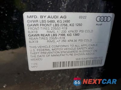 Zdjęcie 13 z 13 samochodu: 2022 AUDI Q5 PREMIUM PLUS 45 VIN:WA1EAAFY5N2091522 - miniatura