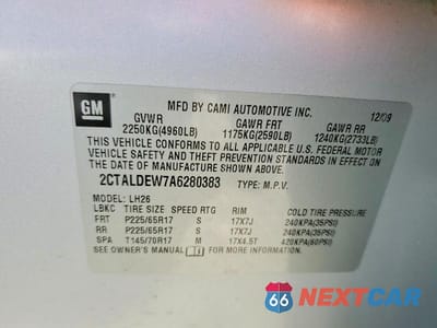 Zdjęcie 13 z 13 samochodu: 2010 GMC TERRAIN SLE VIN:2CTALDEW7A6280383 - miniatura