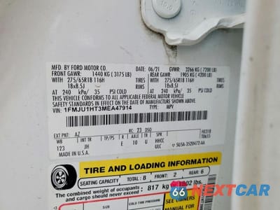 Zdjęcie 14 z 14 samochodu: 2021 FORD EXPEDITION XLT VIN:1FMJU1HT3MEA47914 - miniatura
