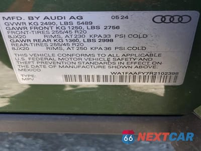 Zdjęcie 13 z 13 samochodu: 2024 AUDI Q5 PRESTIGE 45 VIN:WA1FAAFY7R2102398 - miniatura