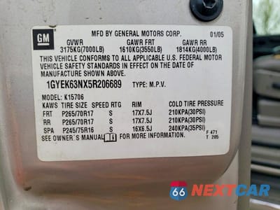Zdjęcie 12 z 12 samochodu: 2005 CADILLAC ESCALADE LUXURY VIN:1GYEK63NX5R206689 - miniatura