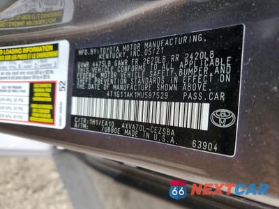 Zdjęcie 12 z 12 samochodu: 2021 TOYOTA CAMRY SE VIN:4T1G11AK1MU587529 - miniatura