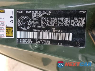 Zdjęcie 12 z 12 samochodu: 2013 TOYOTA FJ CRUISER BASE VIN:JTEBU4BFXDK154033 - miniatura
