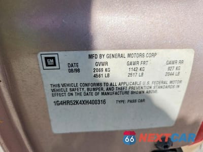 Zdjęcie 12 z 12 samochodu: 1999 BUICK LESABRE LIMITED VIN:1G4HR52K4XH400316 - miniatura