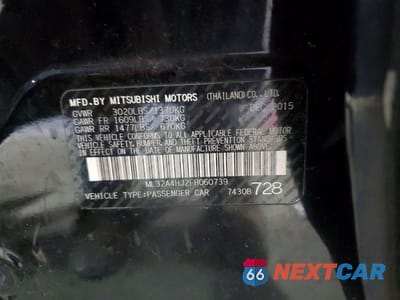 Zdjęcie 12 z 12 samochodu: 2015 MITSUBISHI MIRAGE ES VIN:ML32A4HJ2FH060739 - miniatura