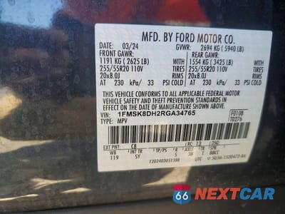 Zdjęcie 13 z 13 samochodu: 2024 FORD EXPLORER XLT VIN:1FMSK8DH2RGA34765 - miniatura
