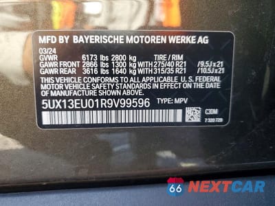 Zdjęcie 13 z 13 samochodu: 2024 BMW X5 SDRIVE 40I VIN:5UX13EU01R9V99596 - miniatura