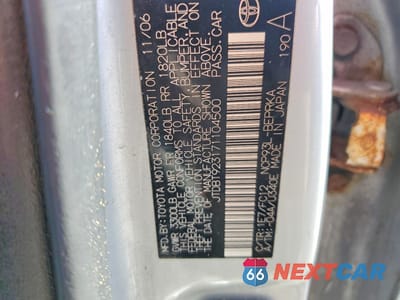 Zdjęcie 12 z 12 samochodu: 2007 TOYOTA YARIS BASE VIN:JTDBT923171104500 - miniatura