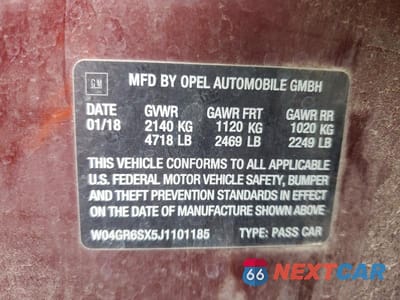 Zdjęcie 12 z 12 samochodu: 2018 BUICK REGAL ESSENCE VIN:W04GR6SX5J1101185 - miniatura