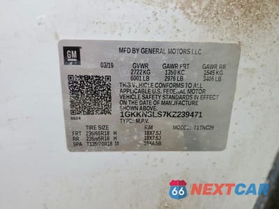 Zdjęcie 13 z 13 samochodu: 2019 GMC ACADIA SLE VIN:1GKKNSLS7KZ239471 - miniatura