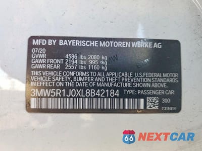 Zdjęcie 13 z 13 samochodu: 2020 BMW 330I VIN:3MW5R1J0XL8B42184 - miniatura